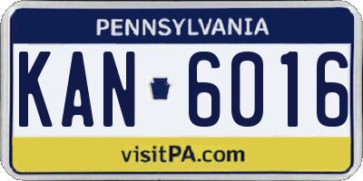 PA license plate KAN6016