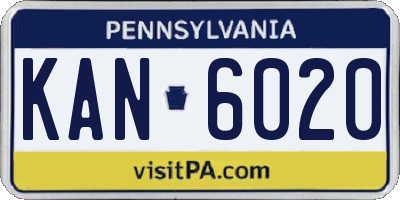 PA license plate KAN6020
