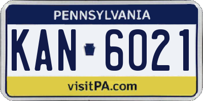 PA license plate KAN6021