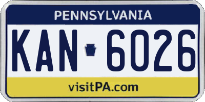 PA license plate KAN6026