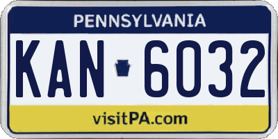 PA license plate KAN6032