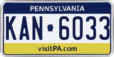 PA license plate KAN6033