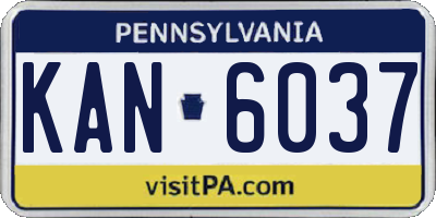 PA license plate KAN6037