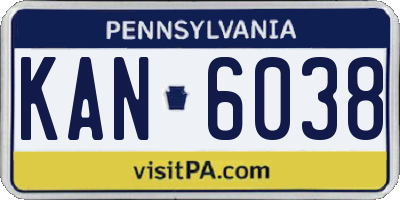 PA license plate KAN6038