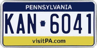 PA license plate KAN6041