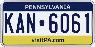 PA license plate KAN6061