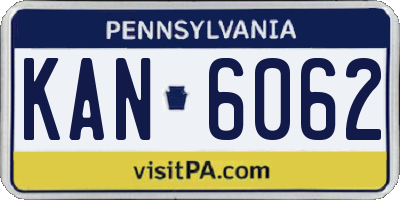PA license plate KAN6062