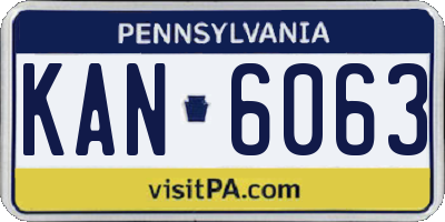 PA license plate KAN6063