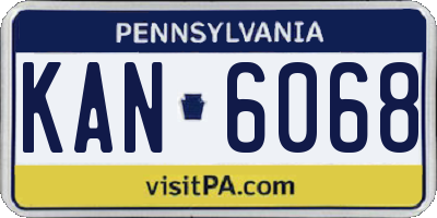 PA license plate KAN6068