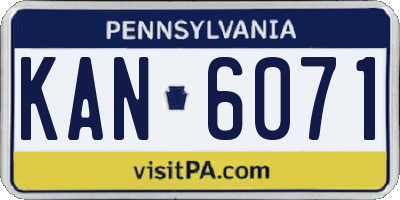 PA license plate KAN6071