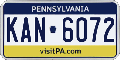 PA license plate KAN6072