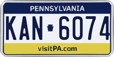 PA license plate KAN6074
