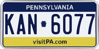 PA license plate KAN6077