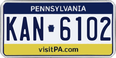 PA license plate KAN6102