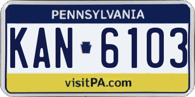 PA license plate KAN6103