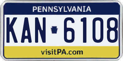 PA license plate KAN6108
