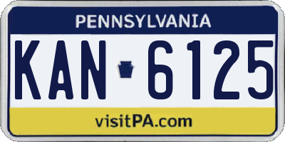 PA license plate KAN6125