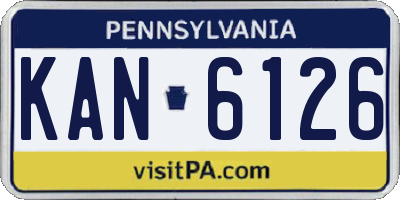 PA license plate KAN6126