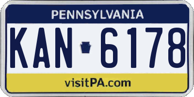 PA license plate KAN6178