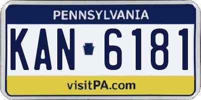 PA license plate KAN6181