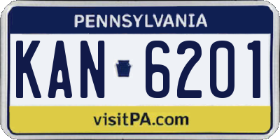 PA license plate KAN6201