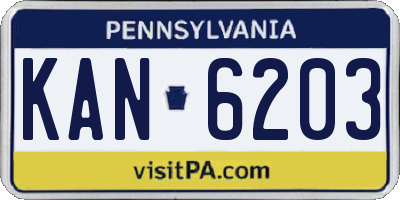PA license plate KAN6203