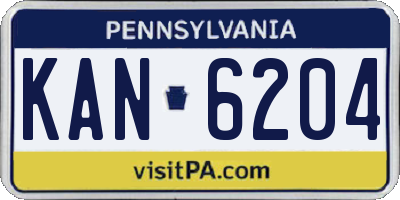 PA license plate KAN6204