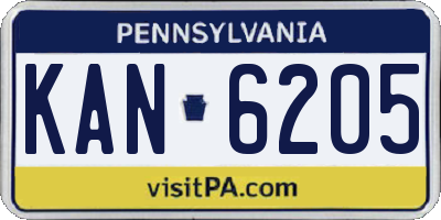 PA license plate KAN6205