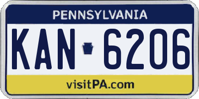 PA license plate KAN6206
