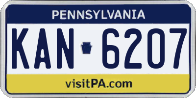 PA license plate KAN6207