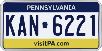 PA license plate KAN6221