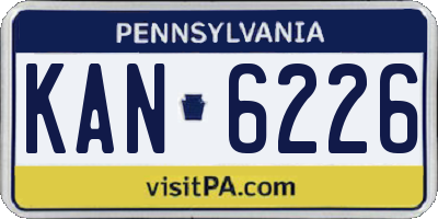 PA license plate KAN6226