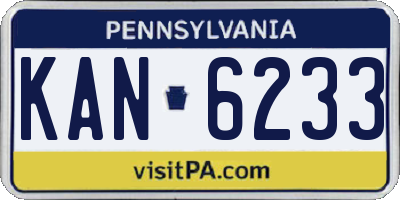 PA license plate KAN6233