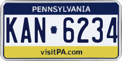 PA license plate KAN6234
