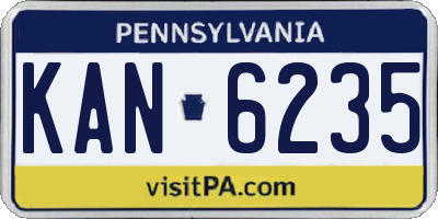 PA license plate KAN6235