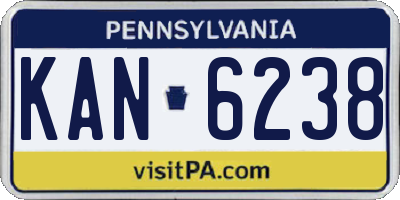 PA license plate KAN6238