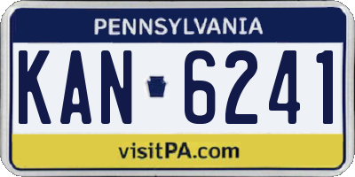 PA license plate KAN6241
