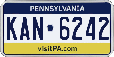 PA license plate KAN6242