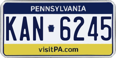 PA license plate KAN6245