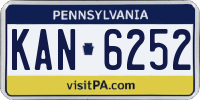 PA license plate KAN6252