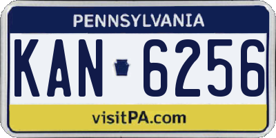 PA license plate KAN6256