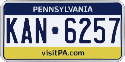 PA license plate KAN6257