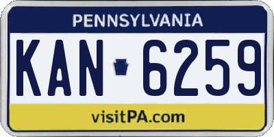 PA license plate KAN6259