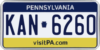 PA license plate KAN6260