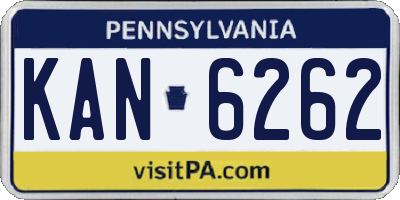 PA license plate KAN6262
