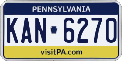PA license plate KAN6270