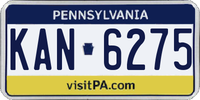 PA license plate KAN6275