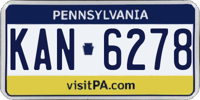 PA license plate KAN6278