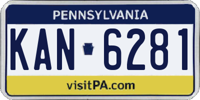 PA license plate KAN6281