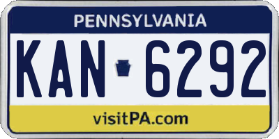PA license plate KAN6292